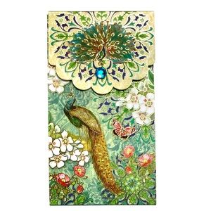 Punch Studio Cherry Blossom Peacock Embellished Long Notepad (94310)